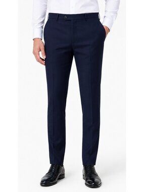 Giorgio Fiorelli Mens Navy Blue No Pleat Dress Pants Size 36 Super Fine Fabric
